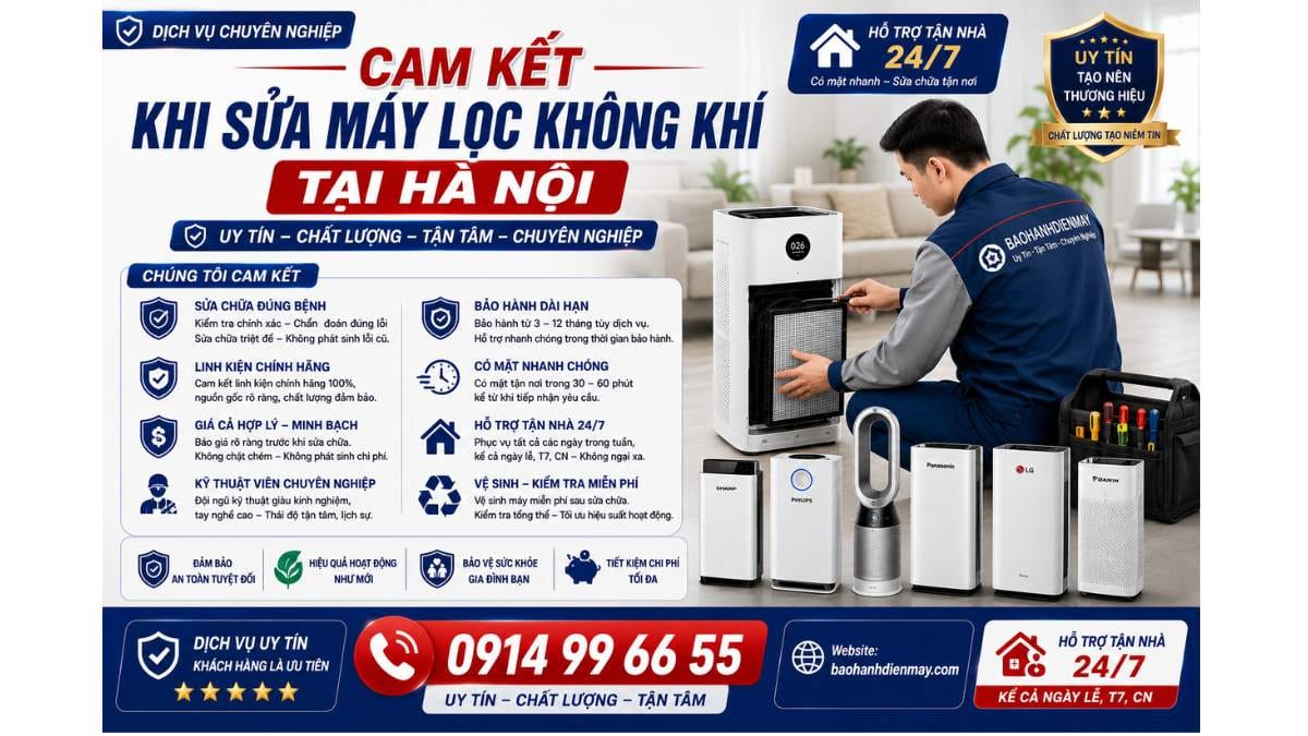 Cam Kết Khi Sửa Máy Lọc Không Khí Tại Hà Nội https://baohanhdienmay.com 0914 99 66 55 Uy Tín – Hỗ Trợ Tận Nhà 24/7