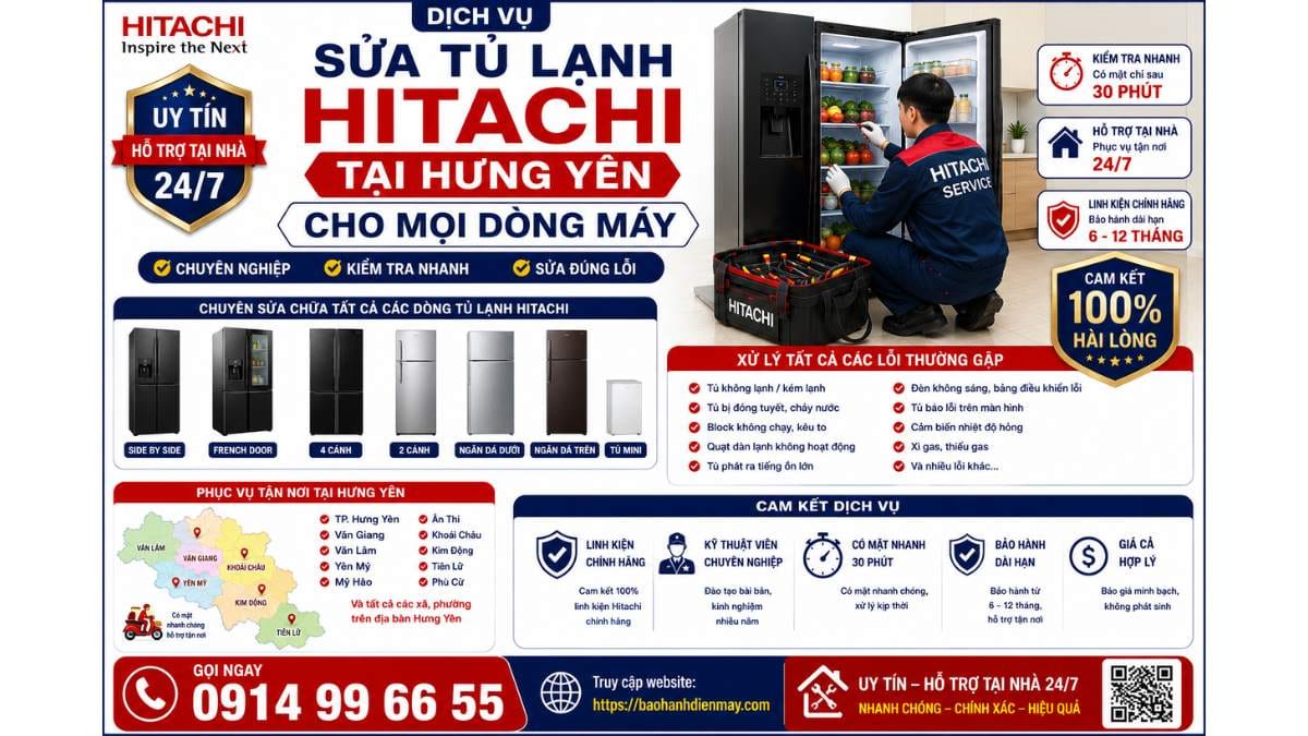 Dịch Vụ Sửa Tủ Lạnh Hitachi Tại Hưng Yên Cho Mọi Dòng Máy https://baohanhdienmay.com 0914 99 66 55 Uy Tín – Hỗ Trợ Tại Nhà 24/7