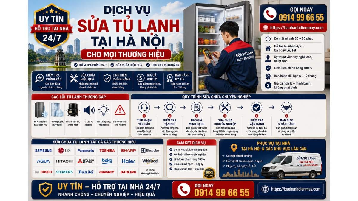 Dịch Vụ Sửa Tủ Lạnh Tại Hà Nội Cho Mọi Thương Hiệu https://baohanhdienmay.com 0914 99 66 55 Uy Tín – Hỗ Trợ Tại Nhà 24/7