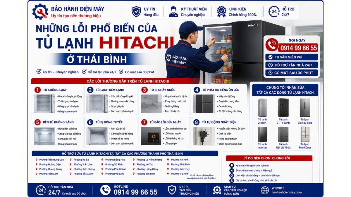 Những Lỗi Phổ Biến Của Tủ Lạnh Hitachi ở Thái Bình https://baohanhdienmay.com 0914 99 66 55 Uy Tín – Hỗ Trợ Tận Nhà 24/7