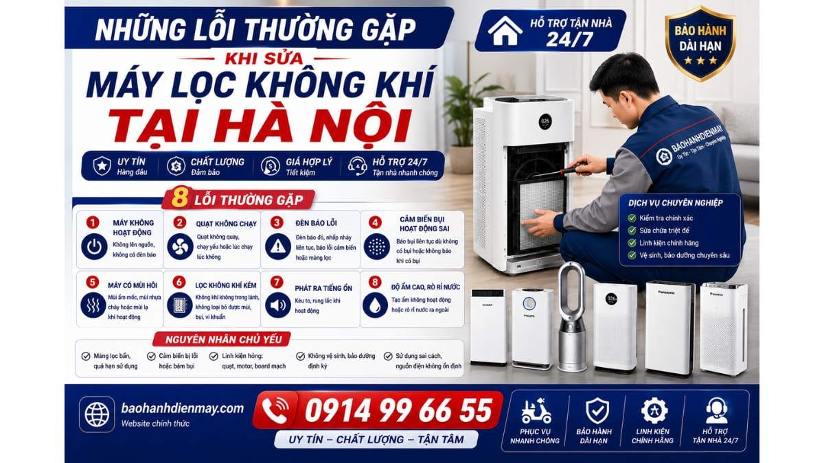 Những Lỗi Thường Gặp Khi Sửa Máy Lọc Không Khí Tại Hà Nội https://baohanhdienmay.com 0914 99 66 55 Uy Tín – Hỗ Trợ Tận Nhà 24/7