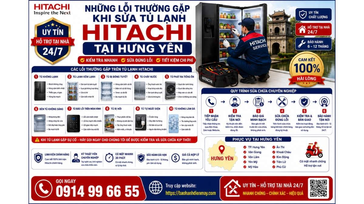 Những Lỗi Thường Gặp Khi Sửa Tủ Lạnh Hitachi Tại Hưng Yên https://baohanhdienmay.com 0914 99 66 55 Uy Tín – Hỗ Trợ Tại Nhà 24/7