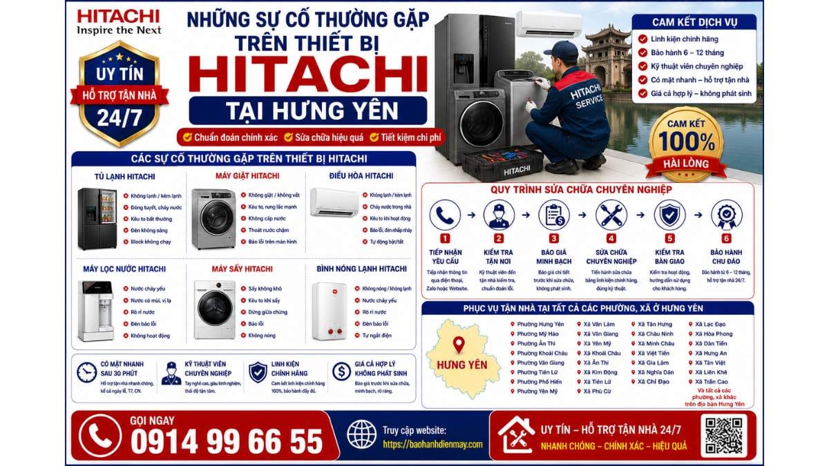 Những Sự Cố Thường Gặp Trên Thiết Bị Hitachi Tại Hưng Yên https://baohanhdienmay.com 0914 99 66 55 Uy Tín – Hỗ Trợ Tận Nhà 24/7