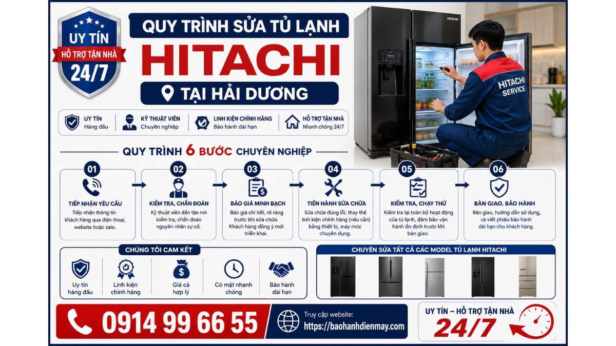 Quy Trình Sửa Tủ Lạnh Hitachi Tại Hải Dương https://baohanhdienmay.com 0914 99 66 55 Uy Tín – Hỗ Trợ Tận Nhà 24/7