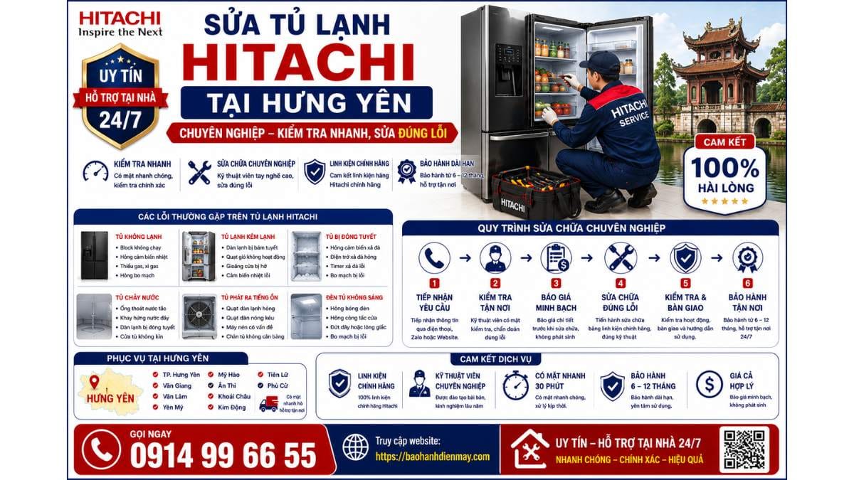 Sửa Tủ Lạnh Hitachi Tại Hưng Yên Chuyên Nghiệp – Kiểm Tra Nhanh, Sửa Đúng Lỗi https://baohanhdienmay.com 0914 99 66 55 Uy Tín – Hỗ Trợ Tại Nhà 24/7