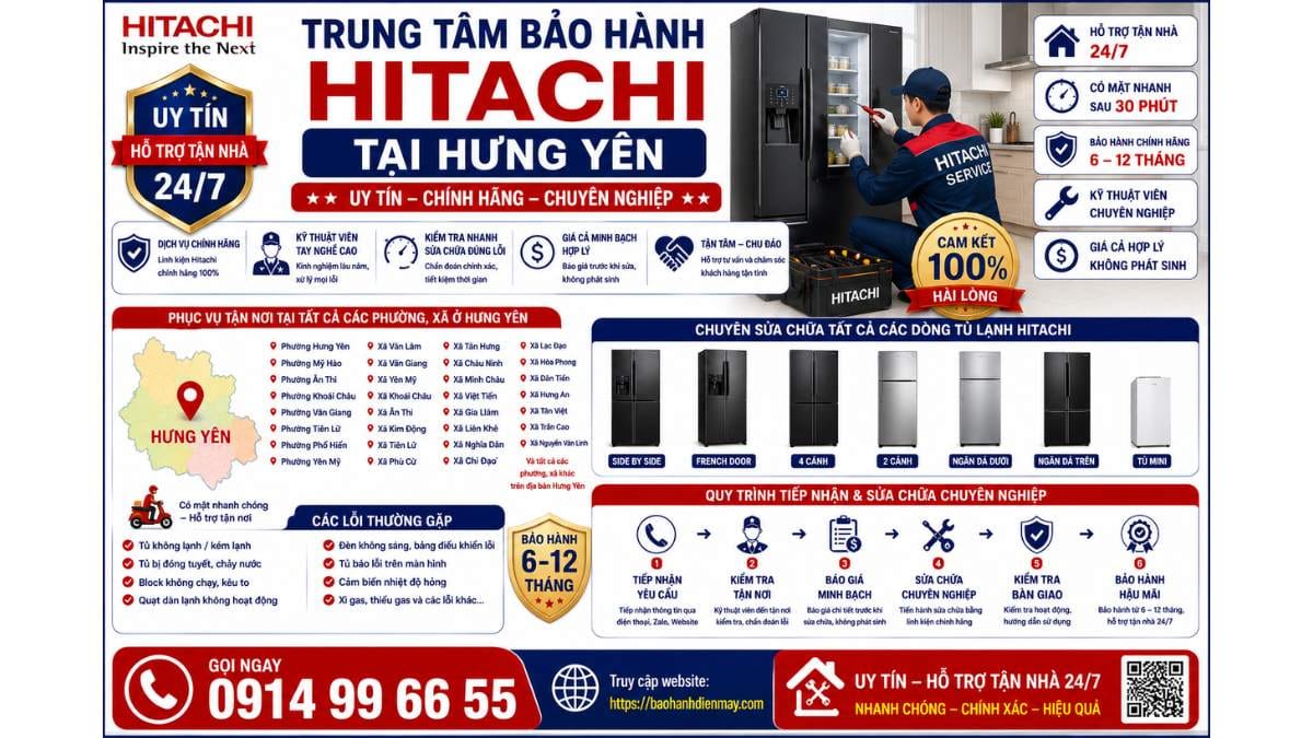 Trung Tâm Bảo Hành Hitachi Tại Hưng Yên https://baohanhdienmay.com 0914 99 66 55 Uy Tín – Hỗ Trợ Tận Nhà 24/7